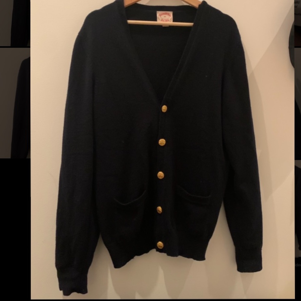 Brooks Brothers Women Cardigan Sweater 100% Cashmere Navy Blue Medium